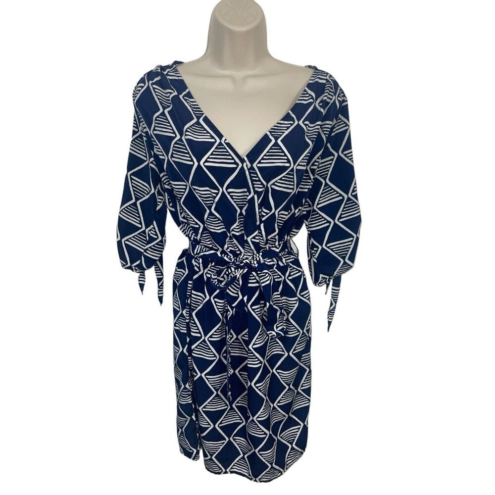 OLD NAVY Women's Size Small Blue Faux Wrap Dress with Fabric Belt